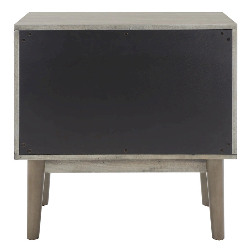 Comodino a 2 cassetti mid-century con motivo a spina di pesce