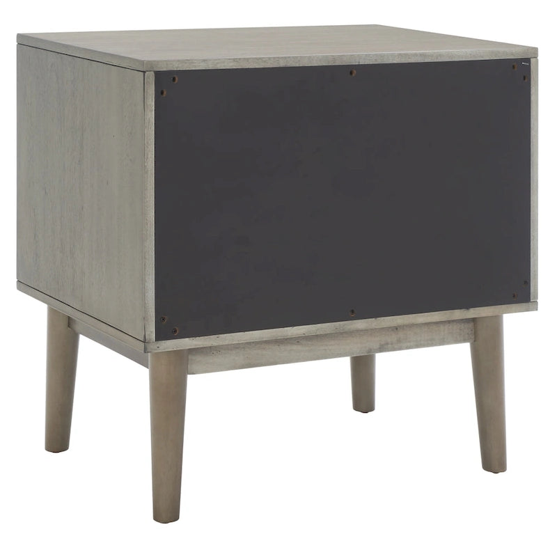 Comodino a 2 cassetti mid-century con motivo a spina di pesce