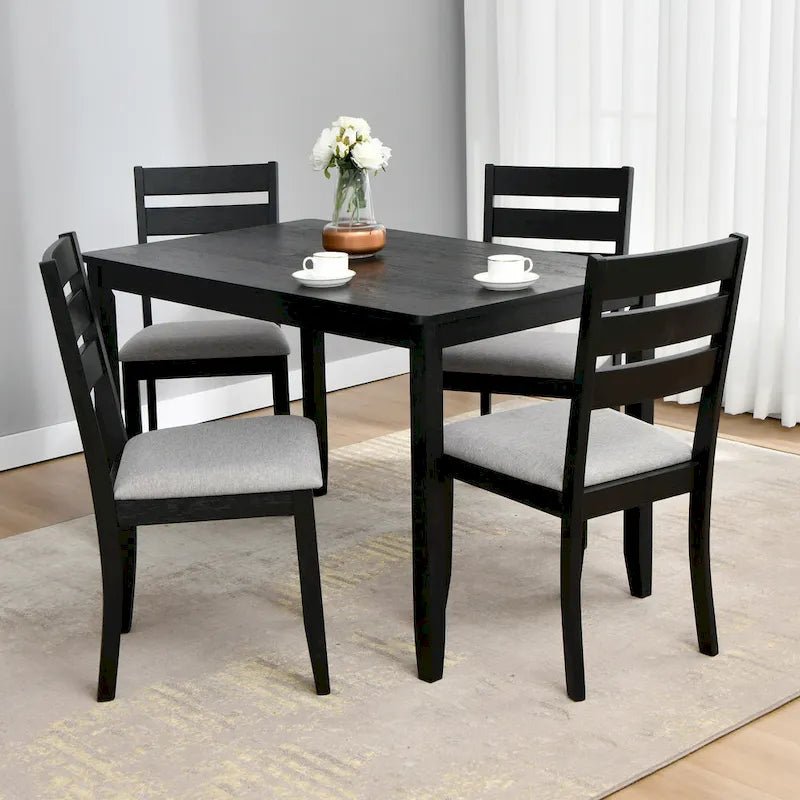 Set di 4 sedie da pranzo in legno con schienale a doghe