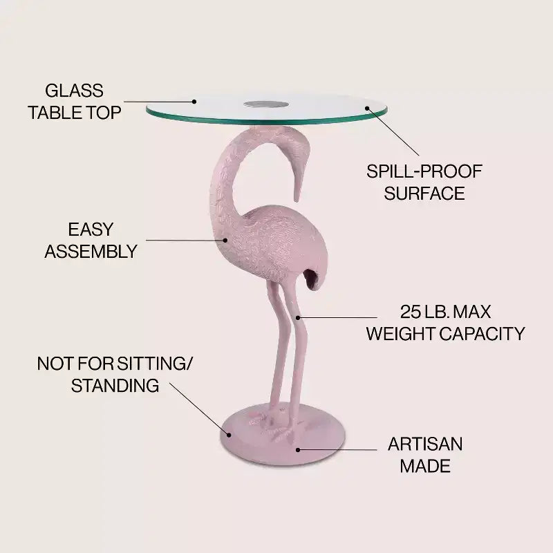 Tavolino Jonathan Y Blanche 25 Classic Mid-Century Glass Top Flamingo