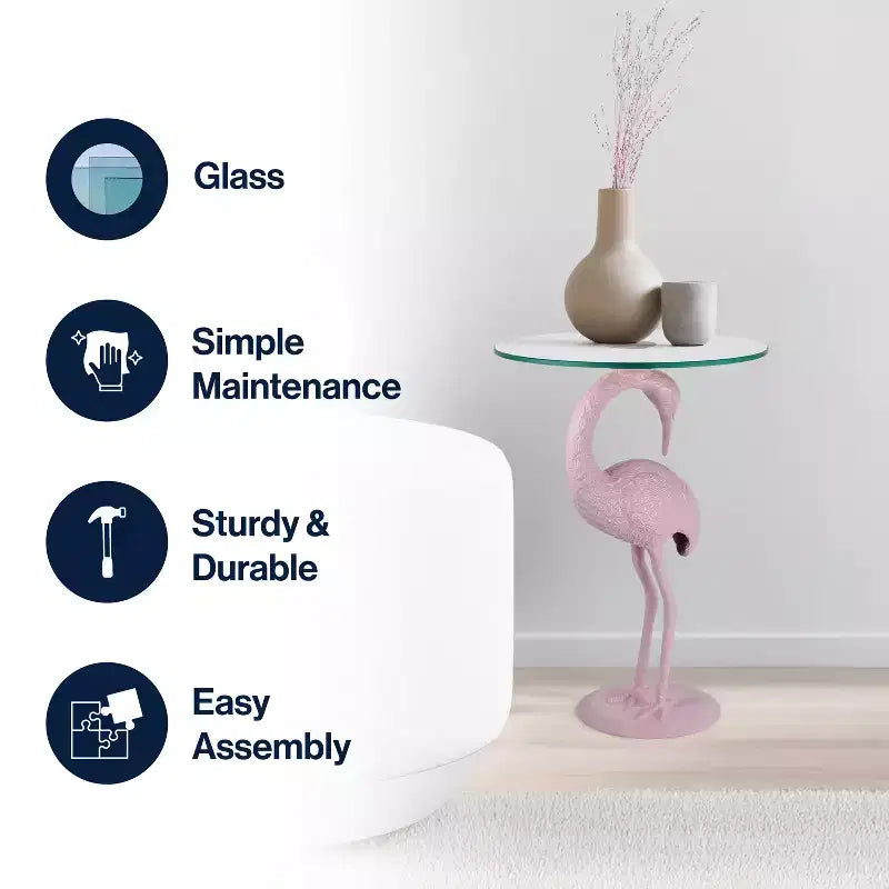 Tavolino Jonathan Y Blanche 25 Classic Mid-Century Glass Top Flamingo