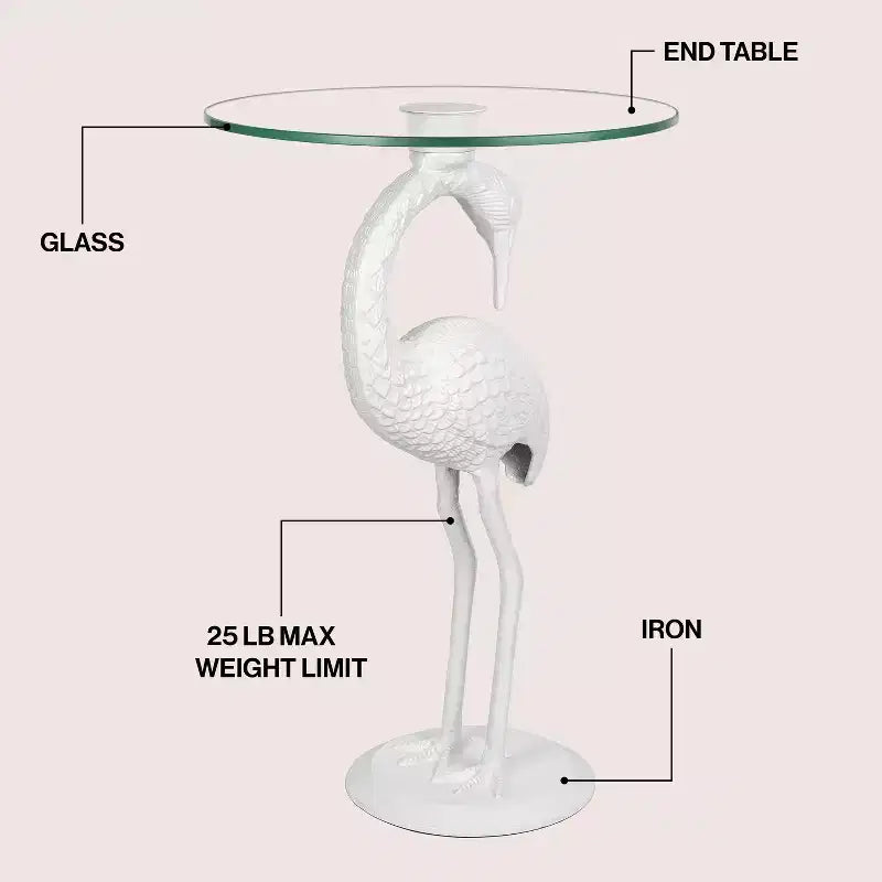 Tavolino Jonathan Y Blanche 25 Classic Mid-Century Glass Top Flamingo