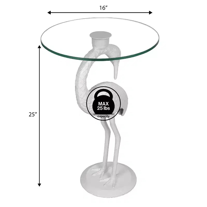 Tavolino Jonathan Y Blanche 25 Classic Mid-Century Glass Top Flamingo