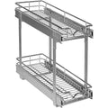 2-Tier Pull Out Cabinet Organizer, Heavy Duty Metal Anti-Rust Chrome Finish