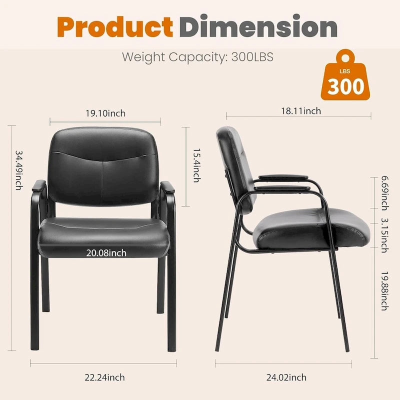 PU Leather Reception Chair, Guest Side Chair for Office and Lobby