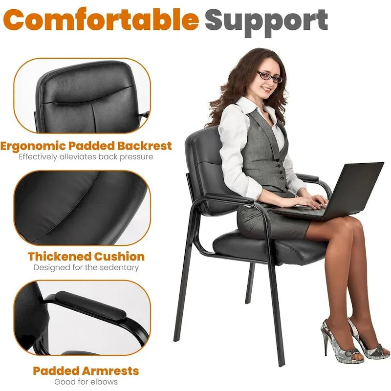 PU Leather Reception Chair, Guest Side Chair for Office and Lobby