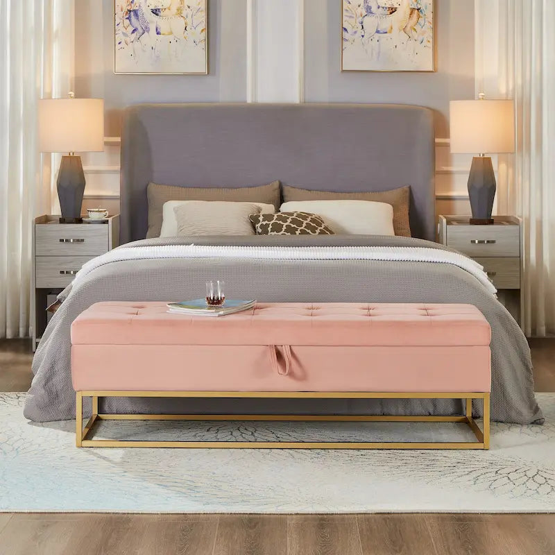 58.6 Bed Bench Metal Base with Storage