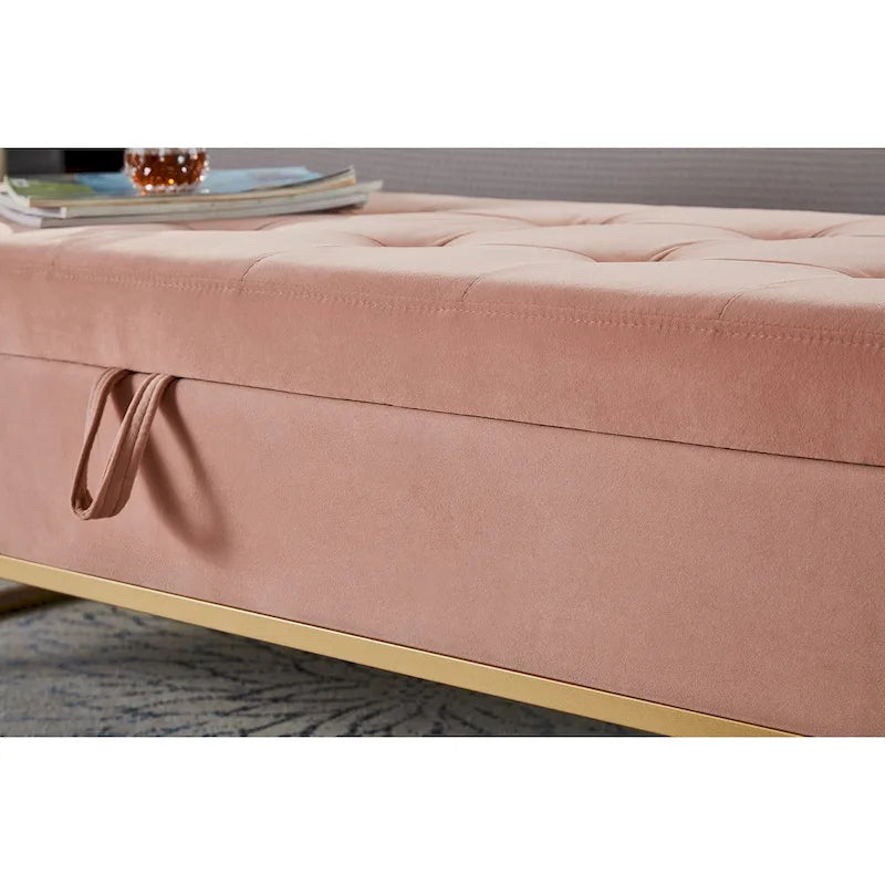 58,6 Panchina da letto con base in metallo e contenitore