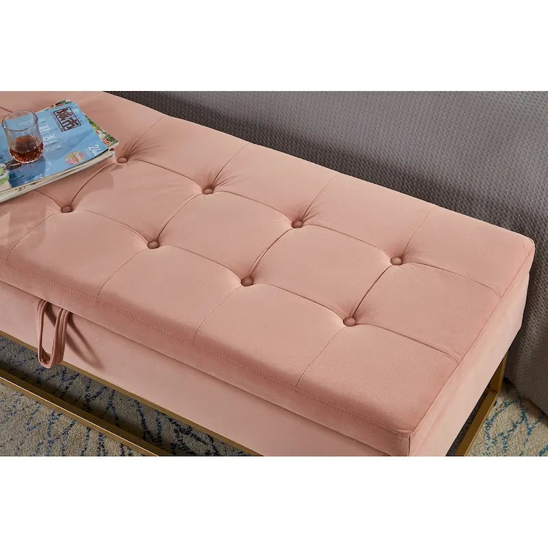 58,6 Panchina da letto con base in metallo e contenitore