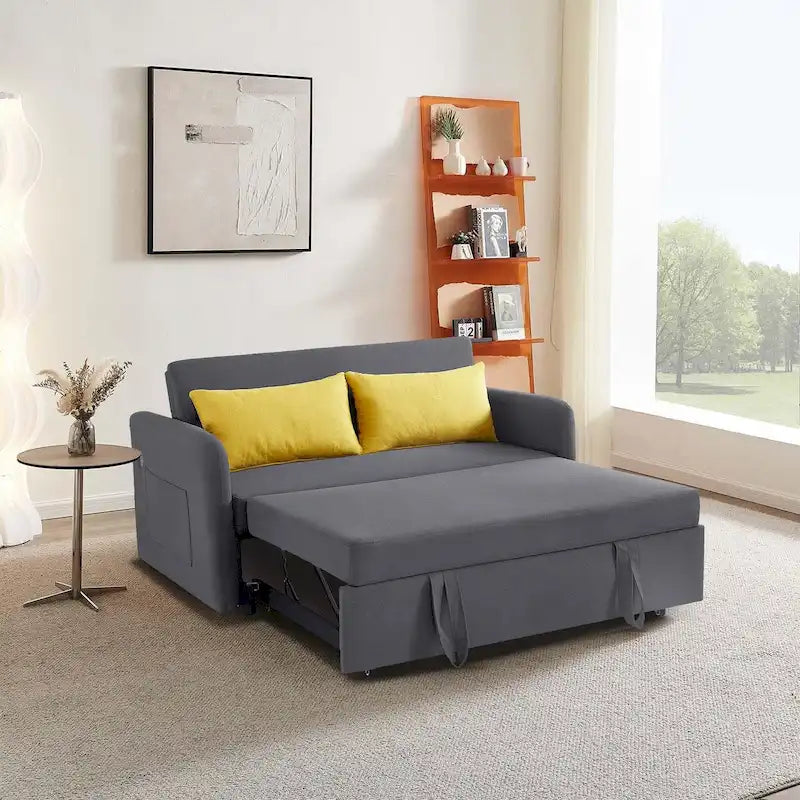 Pull Out Couch Convertible Loveseat Sleeper Sofa Bed with USB