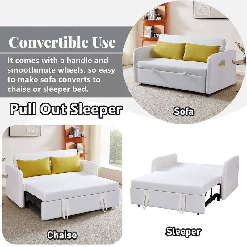 Divano Letto Convertibile a Due Posti con USB