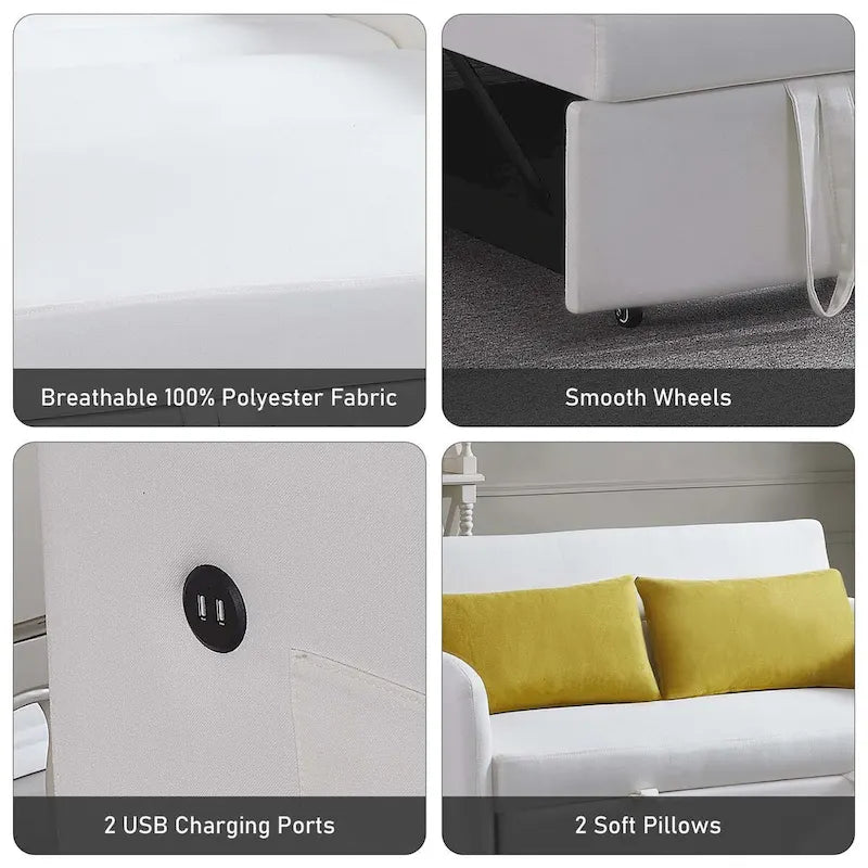 Divano Letto Convertibile a Due Posti con USB