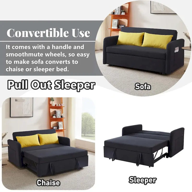 Divano Letto Convertibile a Due Posti con USB