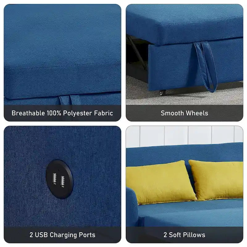 Divano Letto Convertibile a Due Posti con USB