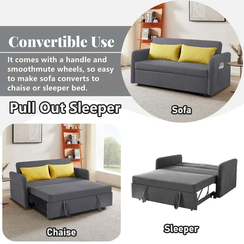 Divano Letto Convertibile a Due Posti con USB