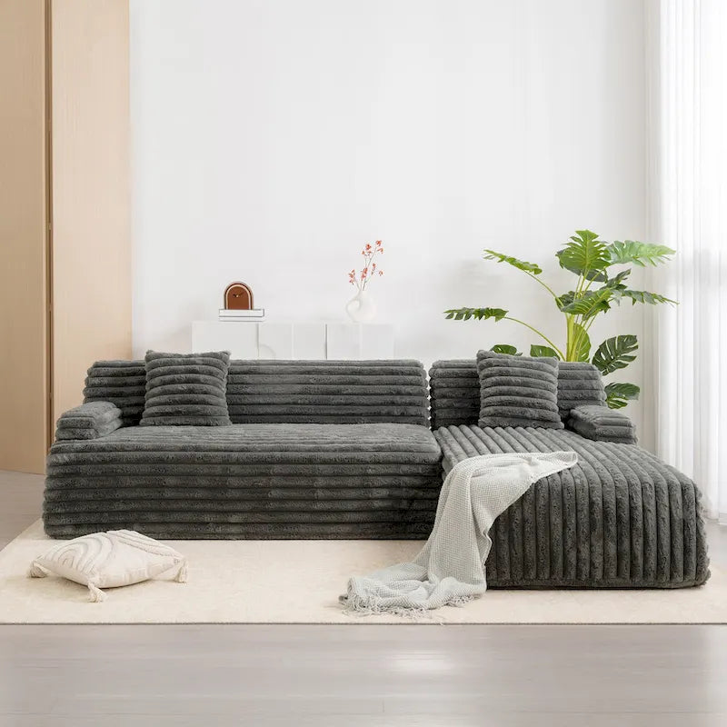 Sofá seccional Cloud, sofá moderno estofado com 2 almofadas decorativas, sofá de combinação livre, sofá seccional modular em forma de L