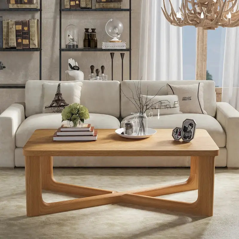 Tavolino da caffè/Tavolo d'appoggio rettangolare in legno massello di rovere