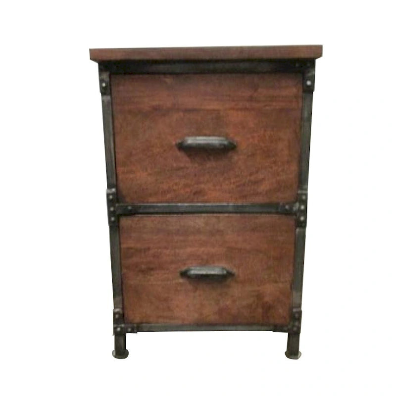 Cassettiera/Tavolino/Comodino rustico in legno massello con 2 cassetti, fatto a mano