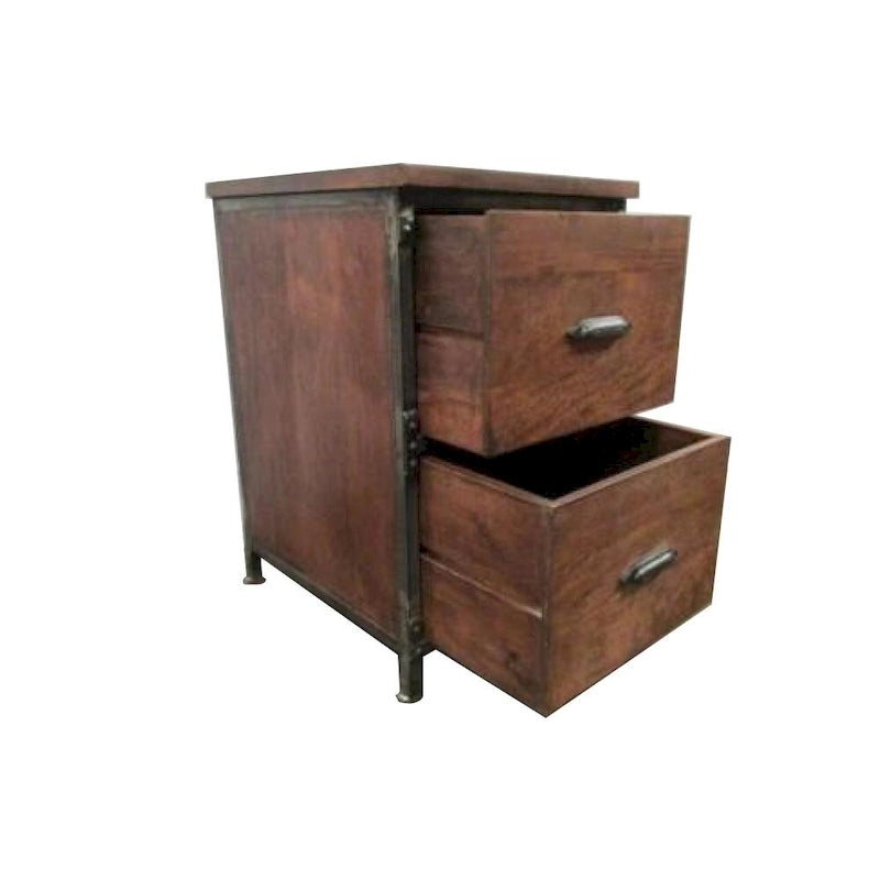 Cassettiera/Tavolino/Comodino rustico in legno massello con 2 cassetti, fatto a mano