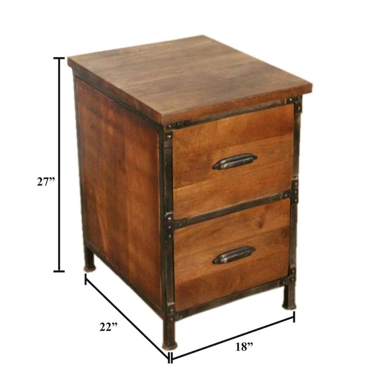 Cassettiera/Tavolino/Comodino rustico in legno massello con 2 cassetti, fatto a mano