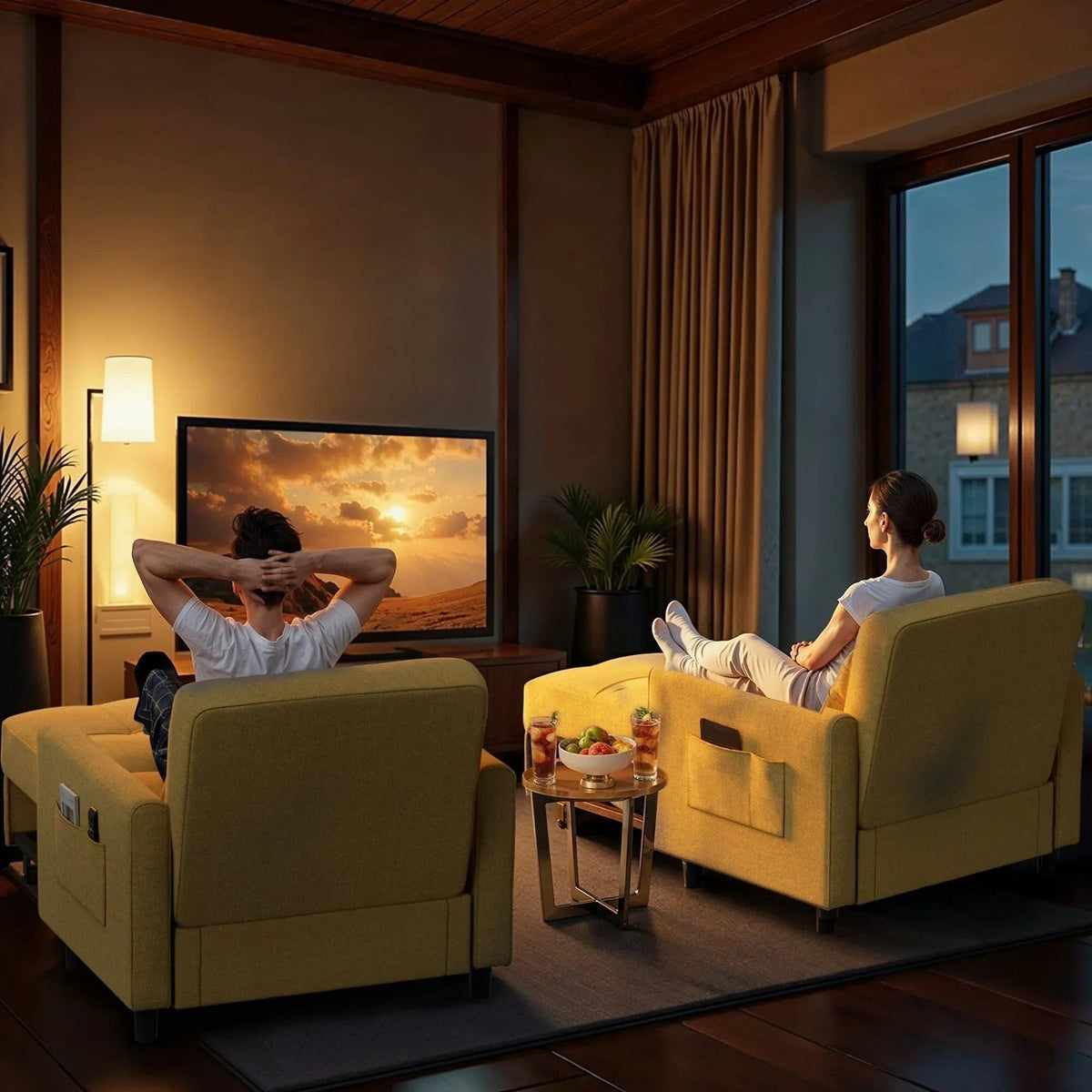 Sofá-cama ajustável 3 em 1, sofá-cadeira extraível, cama dobrável convertível para a sala de estar