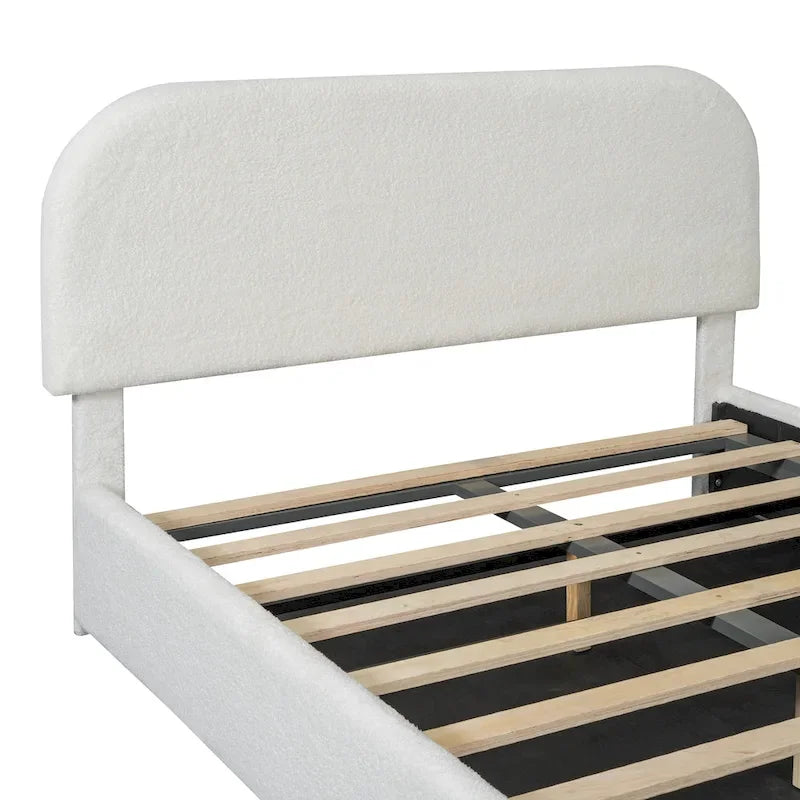Teddy Fleece Upholstered Platform Bed with Hydraulic Storage System