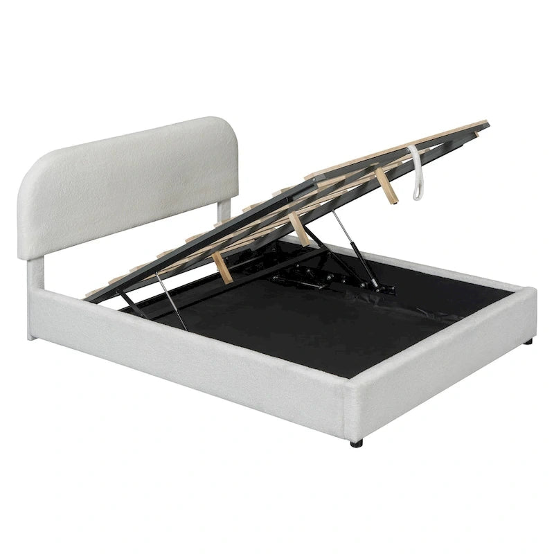 Teddy Fleece Upholstered Platform Bed with Hydraulic Storage System
