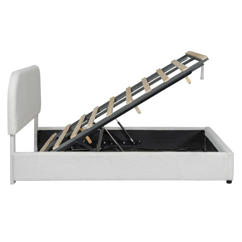 Teddy Fleece Upholstered Platform Bed with Hydraulic Storage System