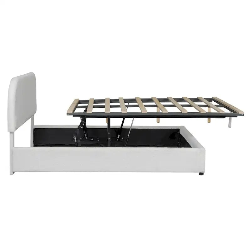 Teddy Fleece Upholstered Platform Bed with Hydraulic Storage System