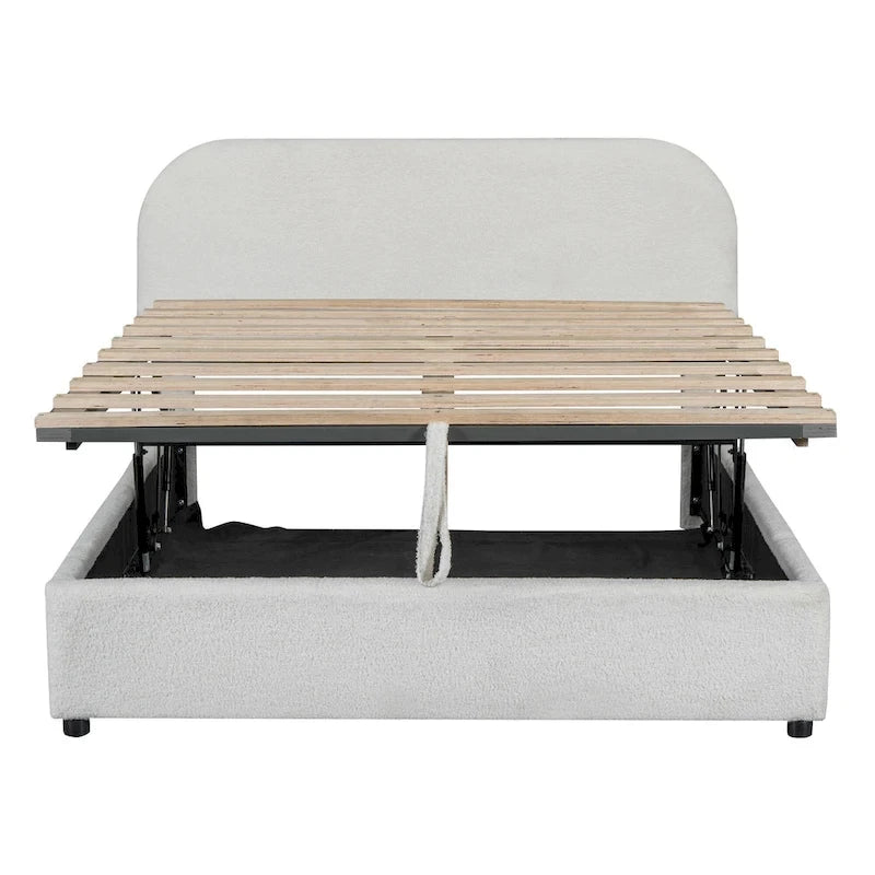 Teddy Fleece Upholstered Platform Bed with Hydraulic Storage System