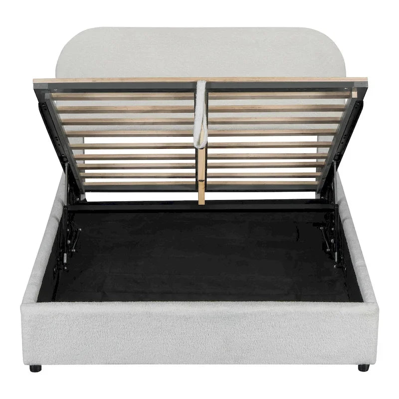 Teddy Fleece Upholstered Platform Bed with Hydraulic Storage System