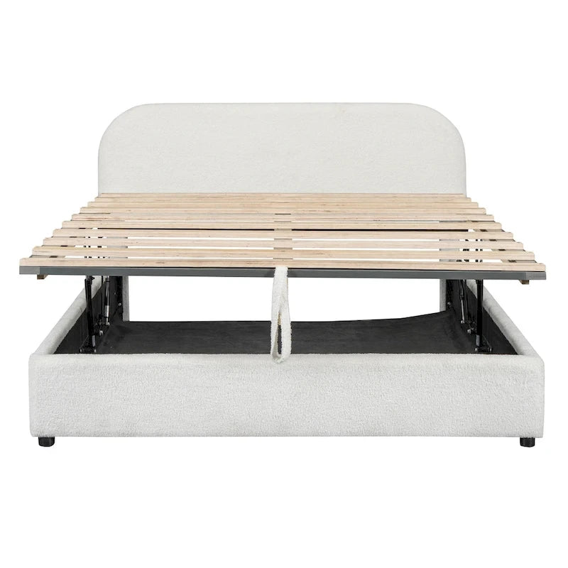 Teddy Fleece Upholstered Platform Bed with Hydraulic Storage System