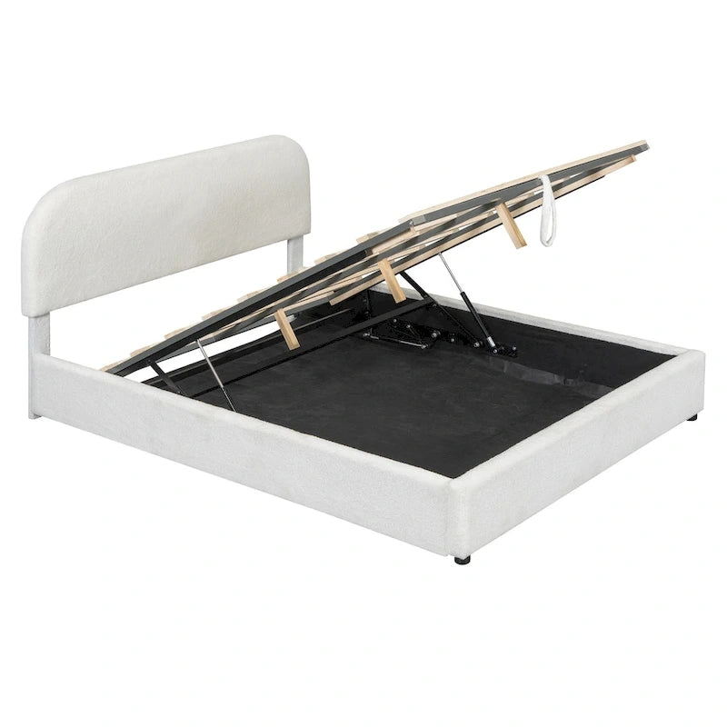 Teddy Fleece Upholstered Platform Bed with Hydraulic Storage System