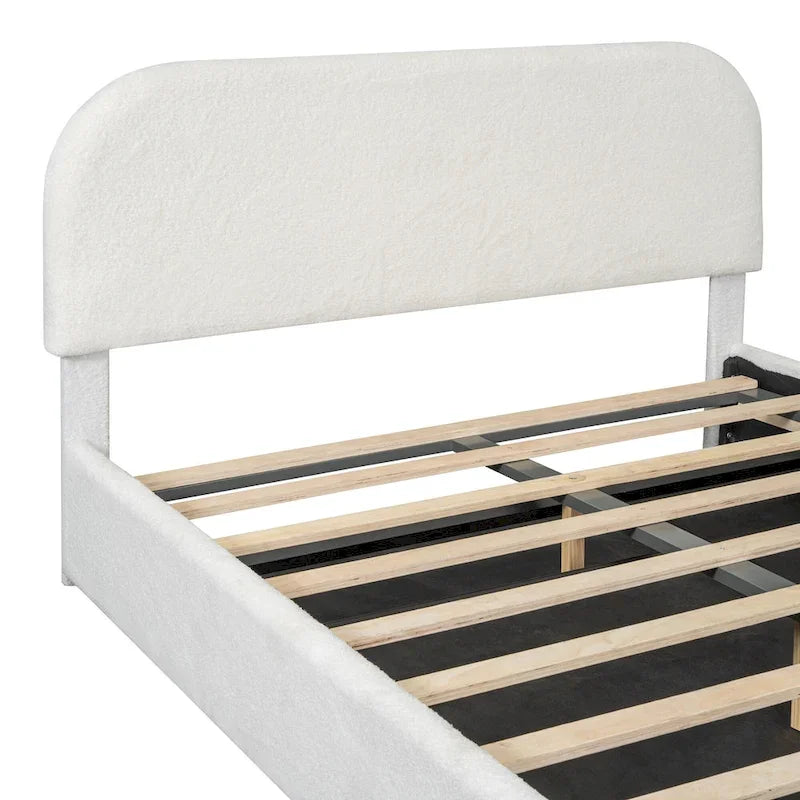 Teddy Fleece Upholstered Platform Bed with Hydraulic Storage System
