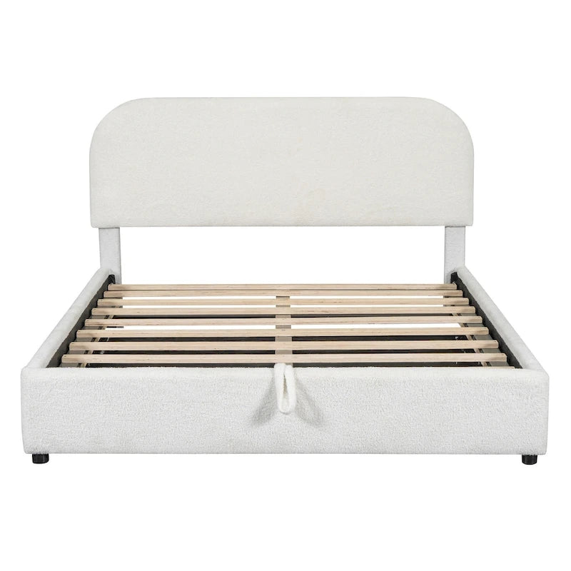 Teddy Fleece Upholstered Platform Bed with Hydraulic Storage System