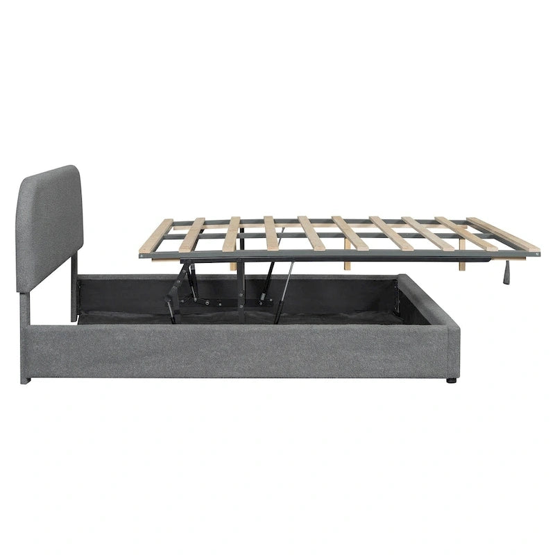 Teddy Fleece Upholstered Platform Bed with Hydraulic Storage System