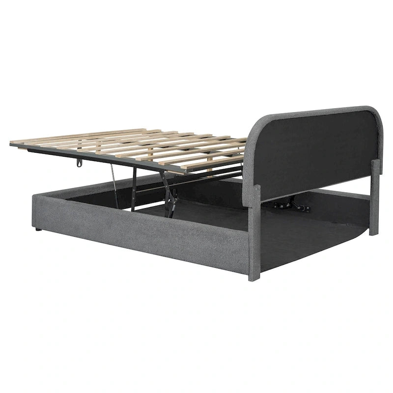 Teddy Fleece Upholstered Platform Bed with Hydraulic Storage System
