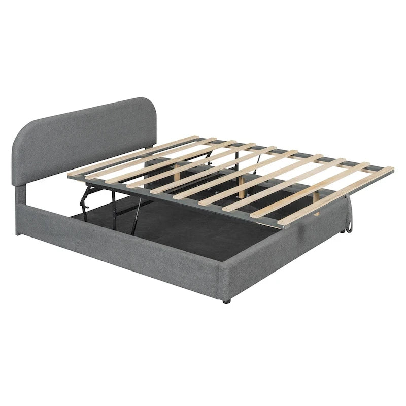 Teddy Fleece Upholstered Platform Bed with Hydraulic Storage System