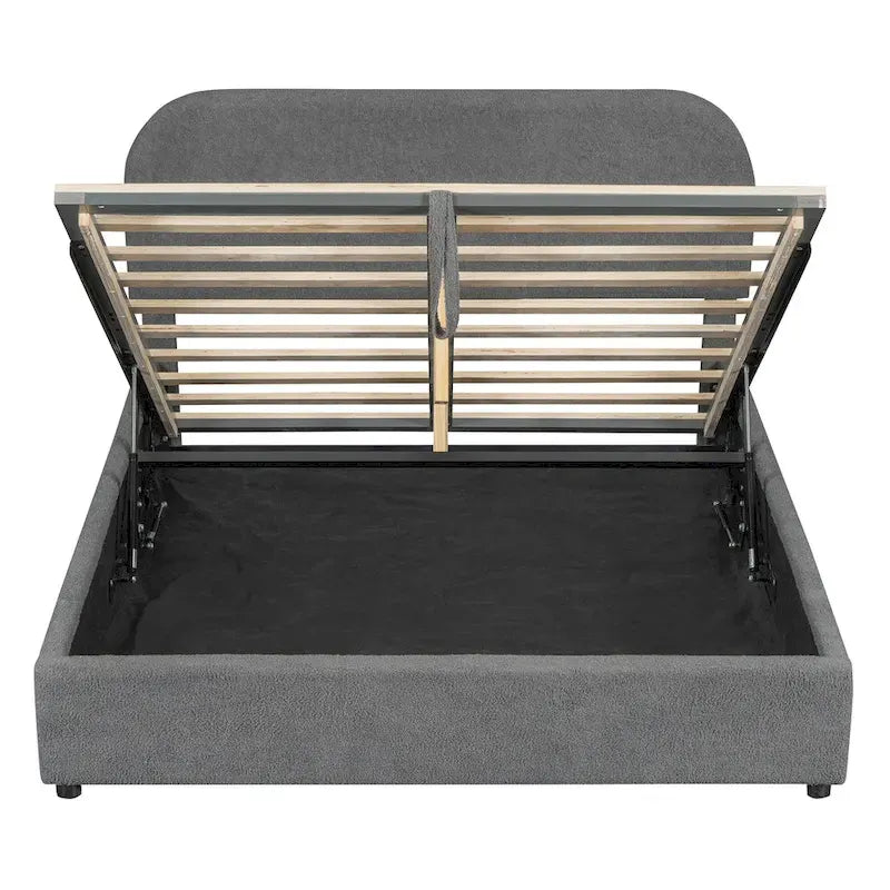 Teddy Fleece Upholstered Platform Bed with Hydraulic Storage System