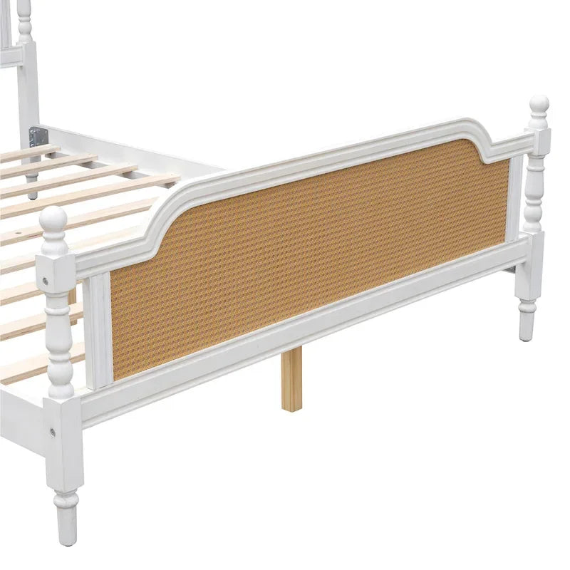 Struttura letto matrimoniale in rattan stile tradizionale, non necessita di rete a molle