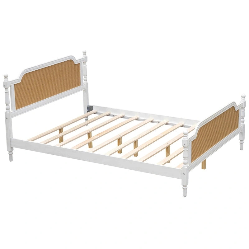 Struttura letto matrimoniale in rattan stile tradizionale, non necessita di rete a molle