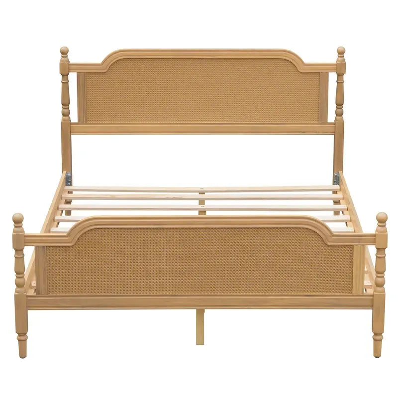 Struttura letto matrimoniale in rattan stile tradizionale, non necessita di rete a molle