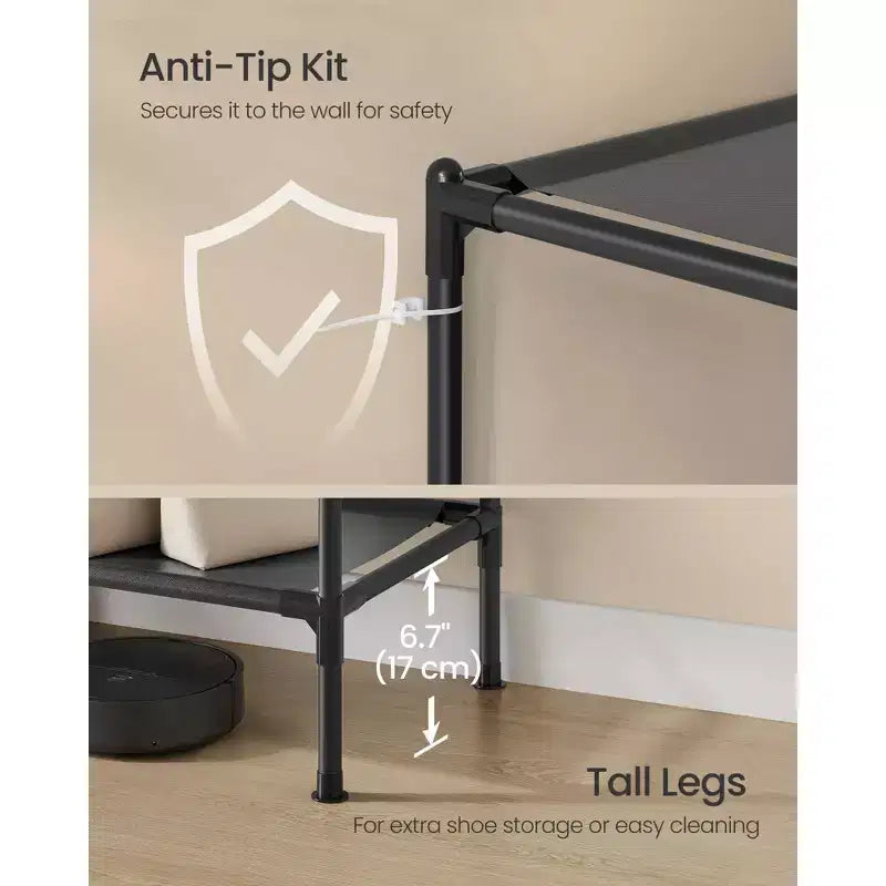 SONGMICS Roupeiro organizador resistente com barras para cabides e prateleiras, carga total de 297 lb, fácil de montar, preto-tinta