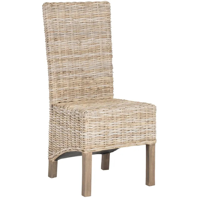 Set aus 2 Esszimmerstühlen aus natürlichem Flechtwerk, 19 B × 22 T × 41 H, Boho-Küstenstil