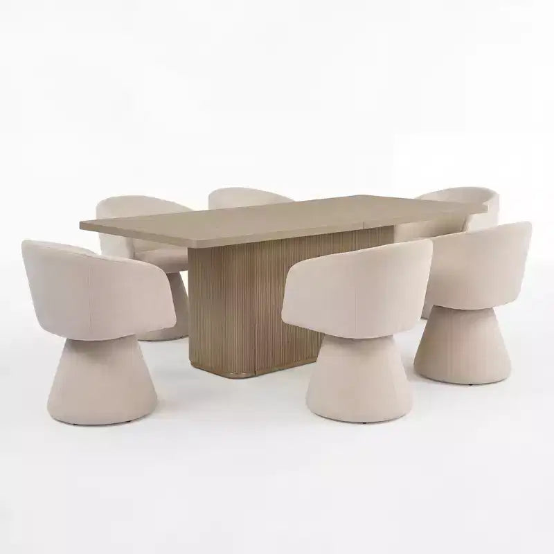 Conjunto de jantar moderno de madeira e metal Christopher Knight Home Yodsak com 7 peças e cadeiras giratórias a 180