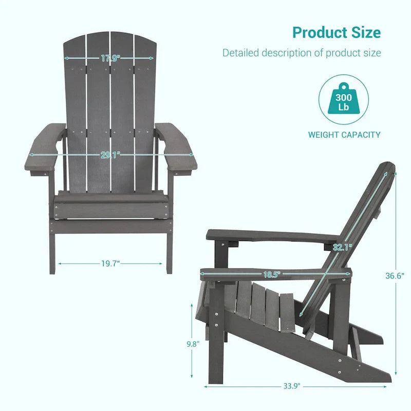 Conjunto de 4 cadeiras Adirondack de exterior em madeira resistente às intempéries Bonosuki