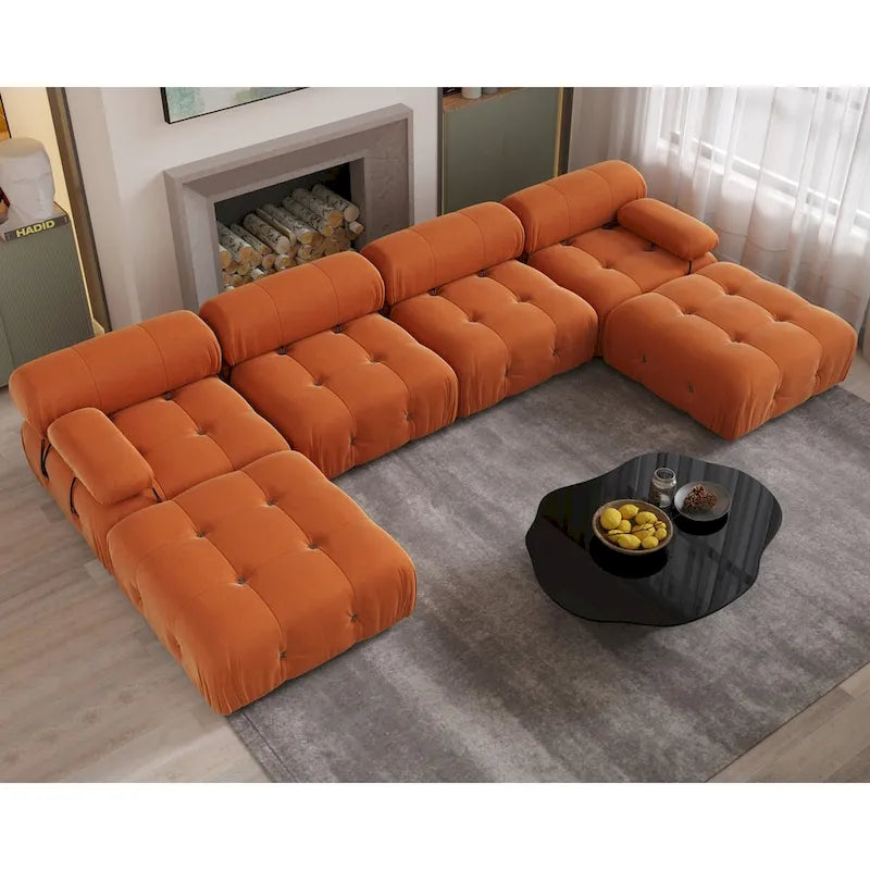Canapé modulaire convertible 138, canapés en velours minimalistes en U