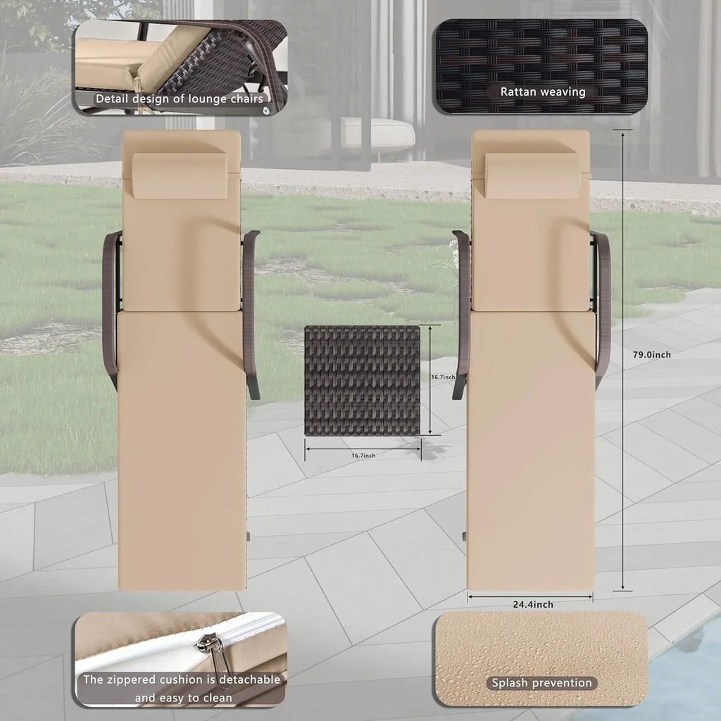 Kullavik 3-PiecesOutdoor Chaise Lounge Set
