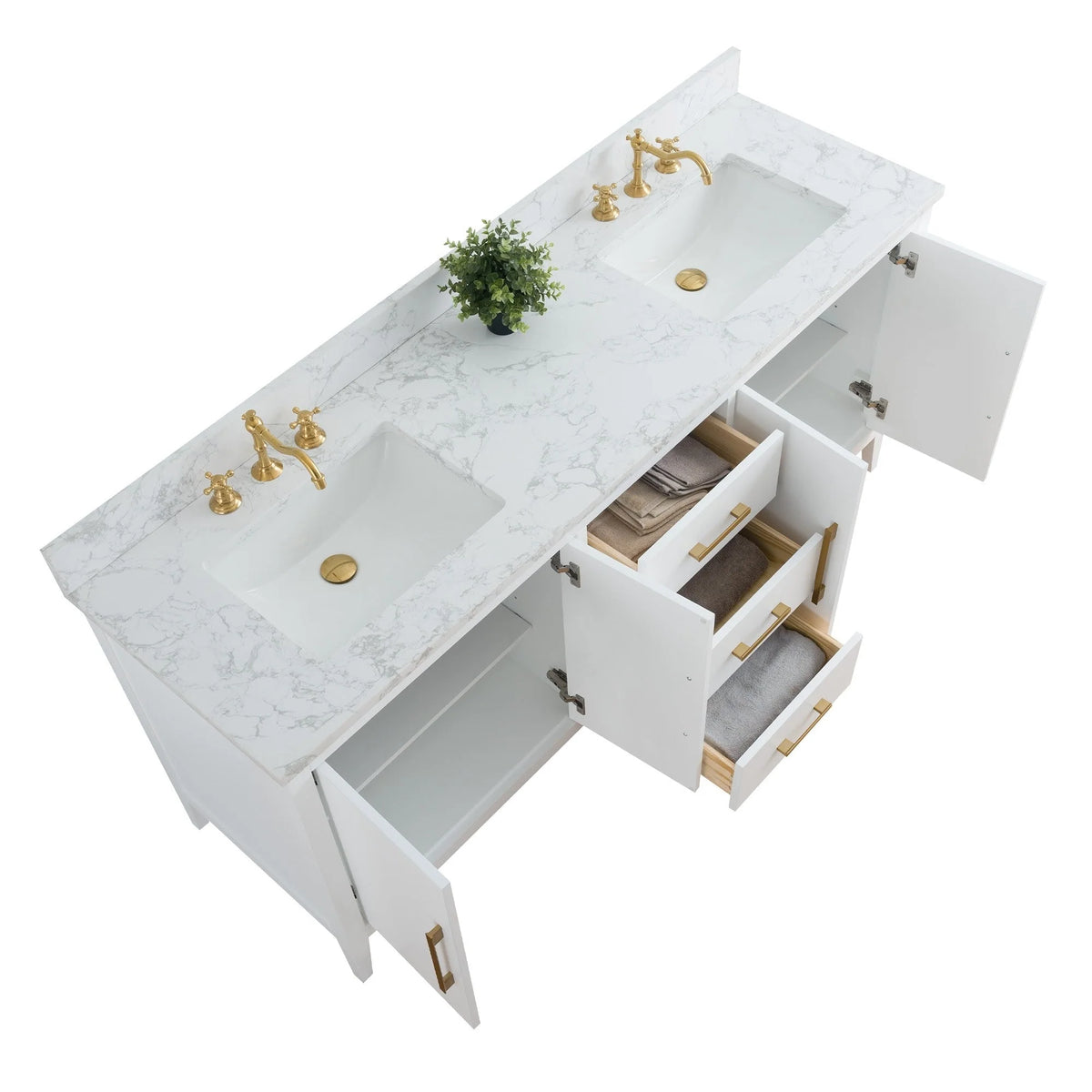 Mobile bagno Vanity Art 72 con doppio lavabo e piano in marmo composito