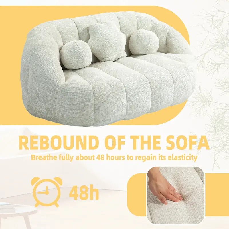 Witte chenille loungefauteuil van 63,78 met schuim met hoge dichtheid
